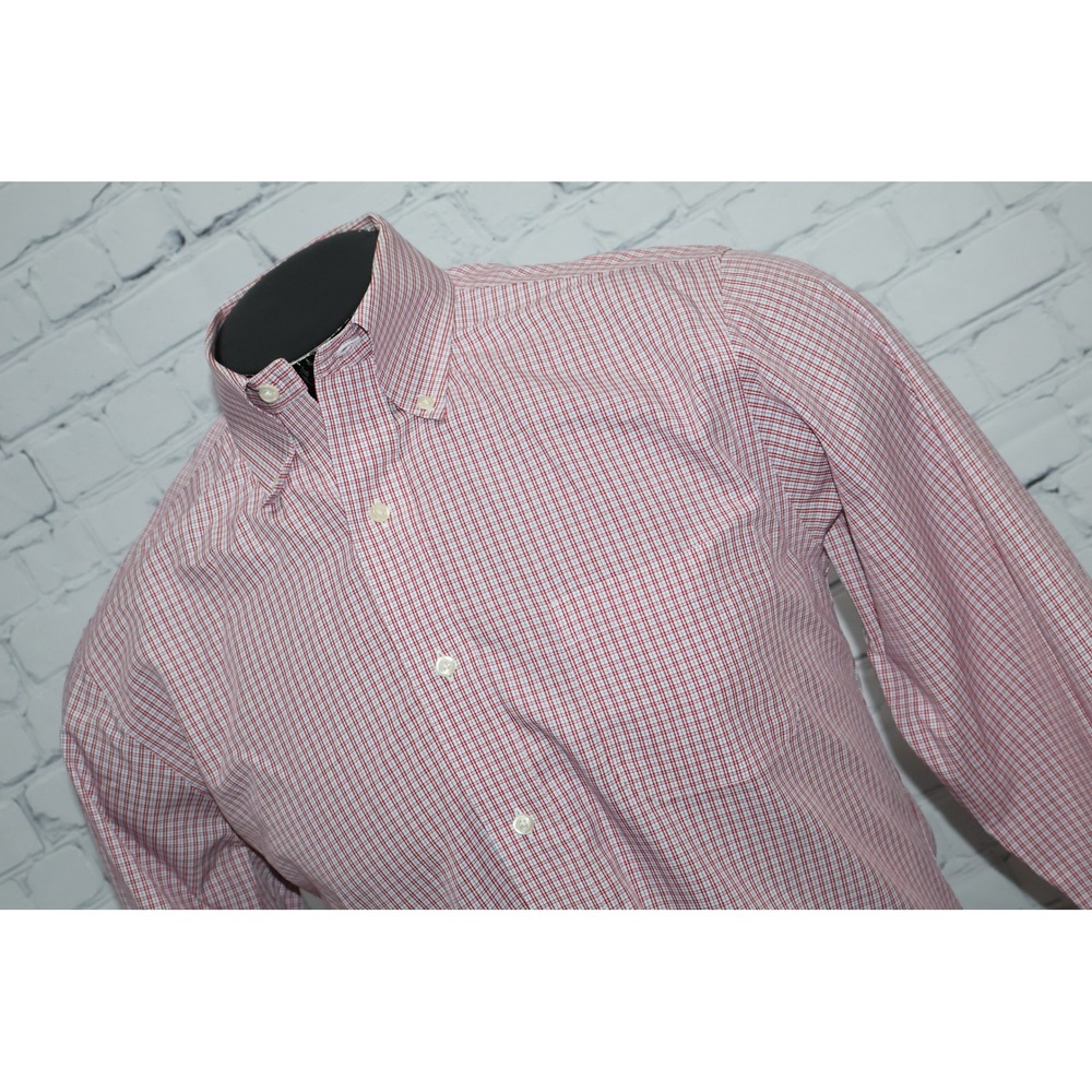 Brooks Brothers Dress Shirt Mens Medium 15.5 34/35 Red Check Regent Non-Iron